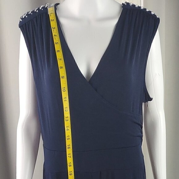 Spense Women's Navy Blue Drape Front Sleeveless Jumpsuit. Size 10 (NWT) - Picture 7 of 12